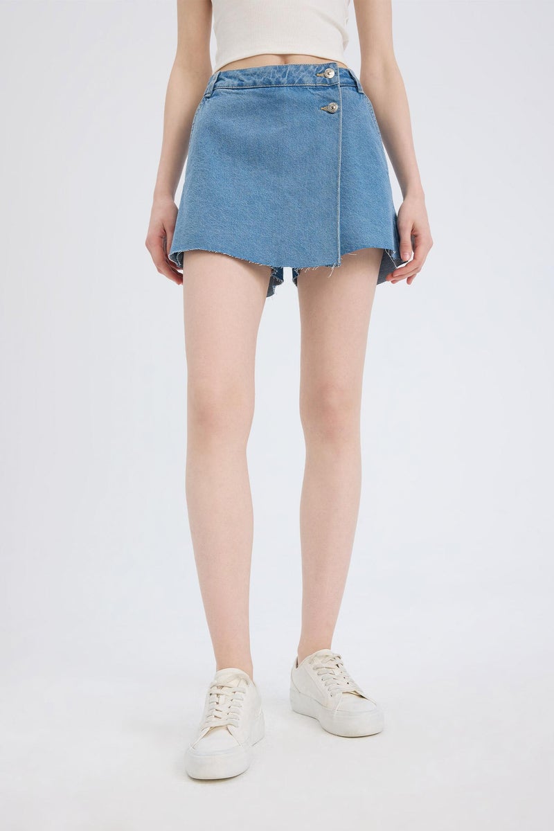 DeFacto Blue Woman High Waist Denim Shorts Casual - Image 4